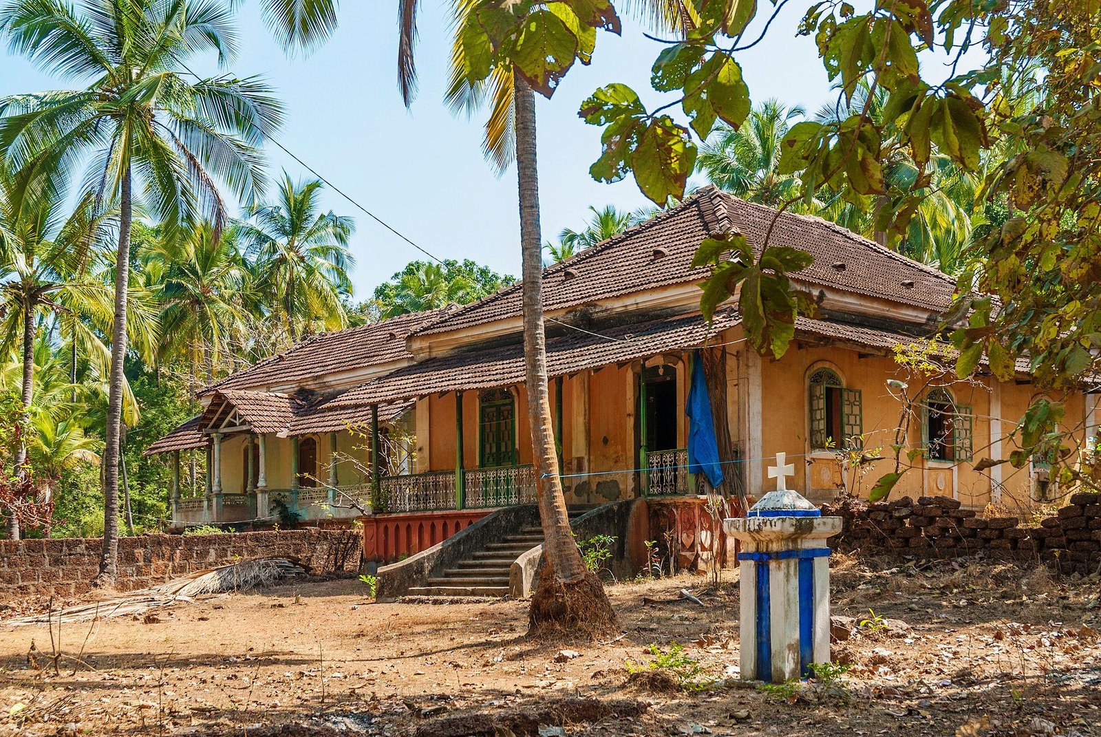Historic white church in Goa showing 450 years of European influence