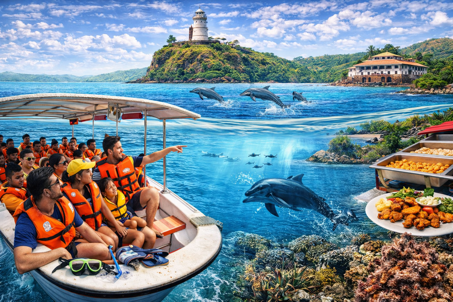 Grand Island sea trip in Goa with dolphin sightseeing and open boat adventure